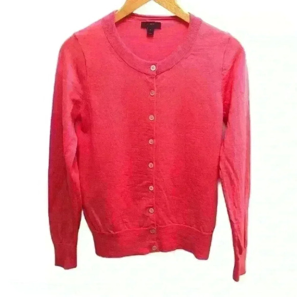 J. Crew Merino Wool Cardigan  Sweater Tangerine Orange Size Small - Picture 1 of 9